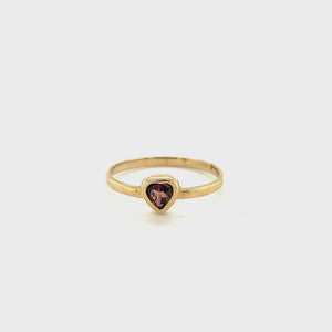 14k Gold Tourmaline Heart Ring - Size 4.5