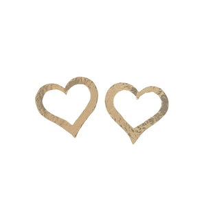 LOVU 14K Gold Open Heart Earrings