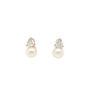 14K Gold Diamond & Pearl Earrings