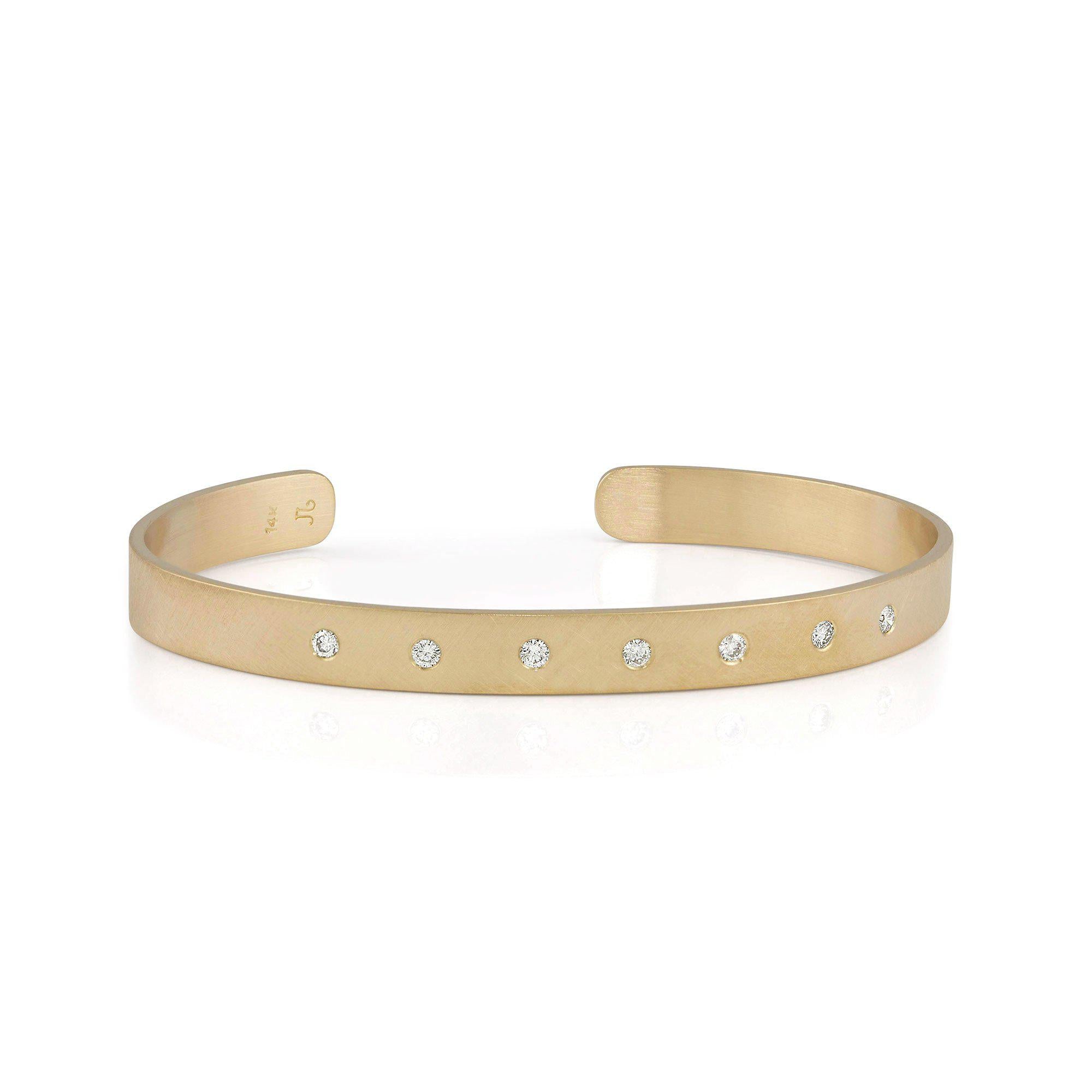 14k yellow gold BELA cuff bracelet with 7 diamonds