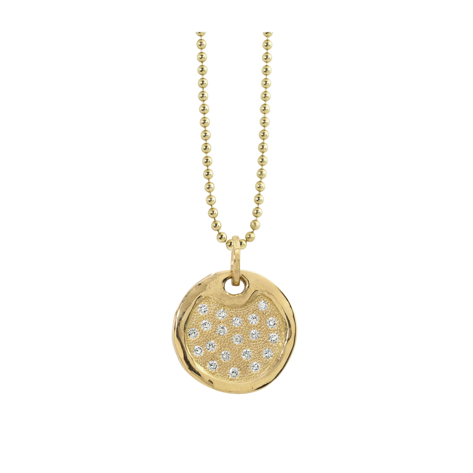 14k yellow gold medium DENA pendant with scattered diamonds
