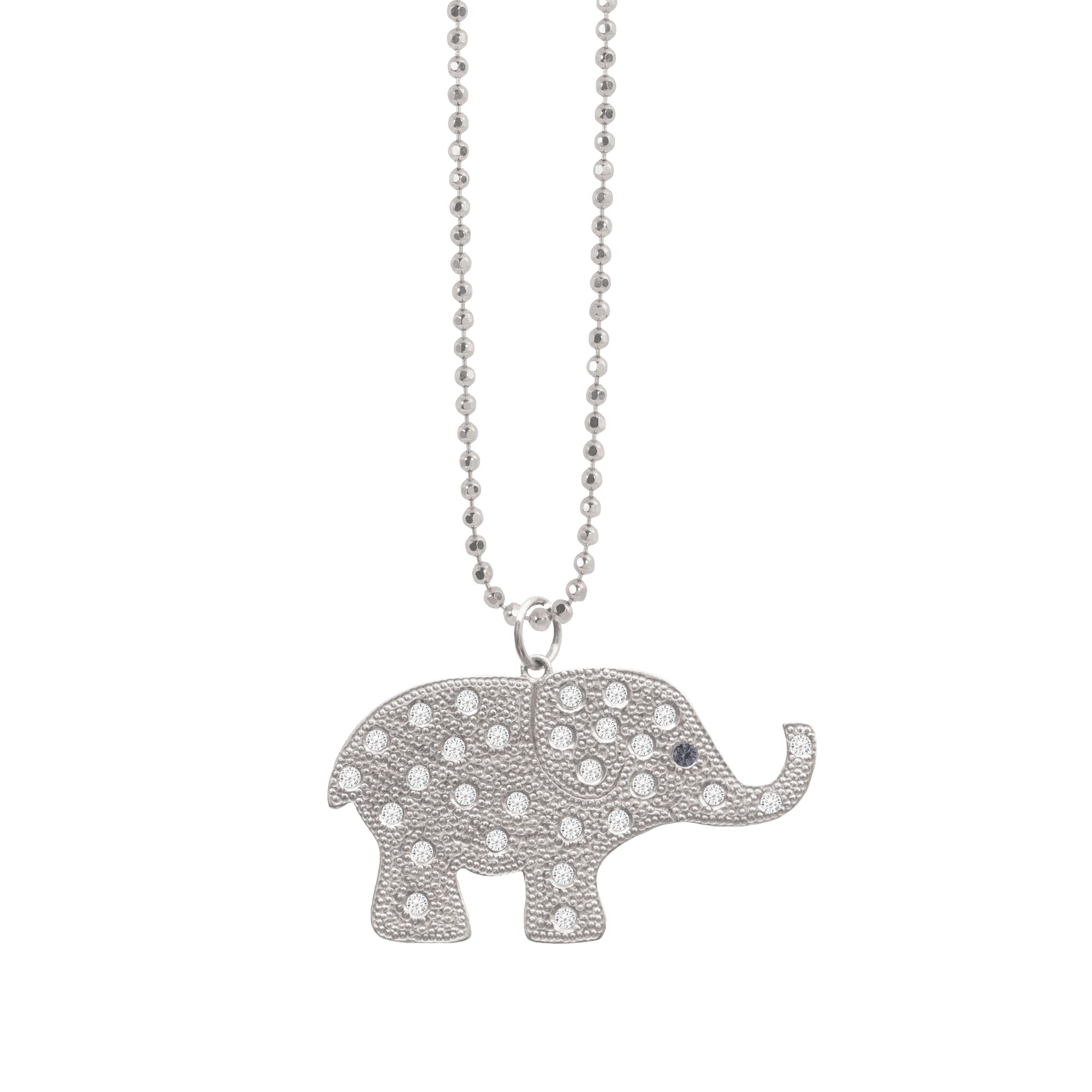 14k yellow gold medium ELLI elephant charm with scattered diamonds and sapphire eye