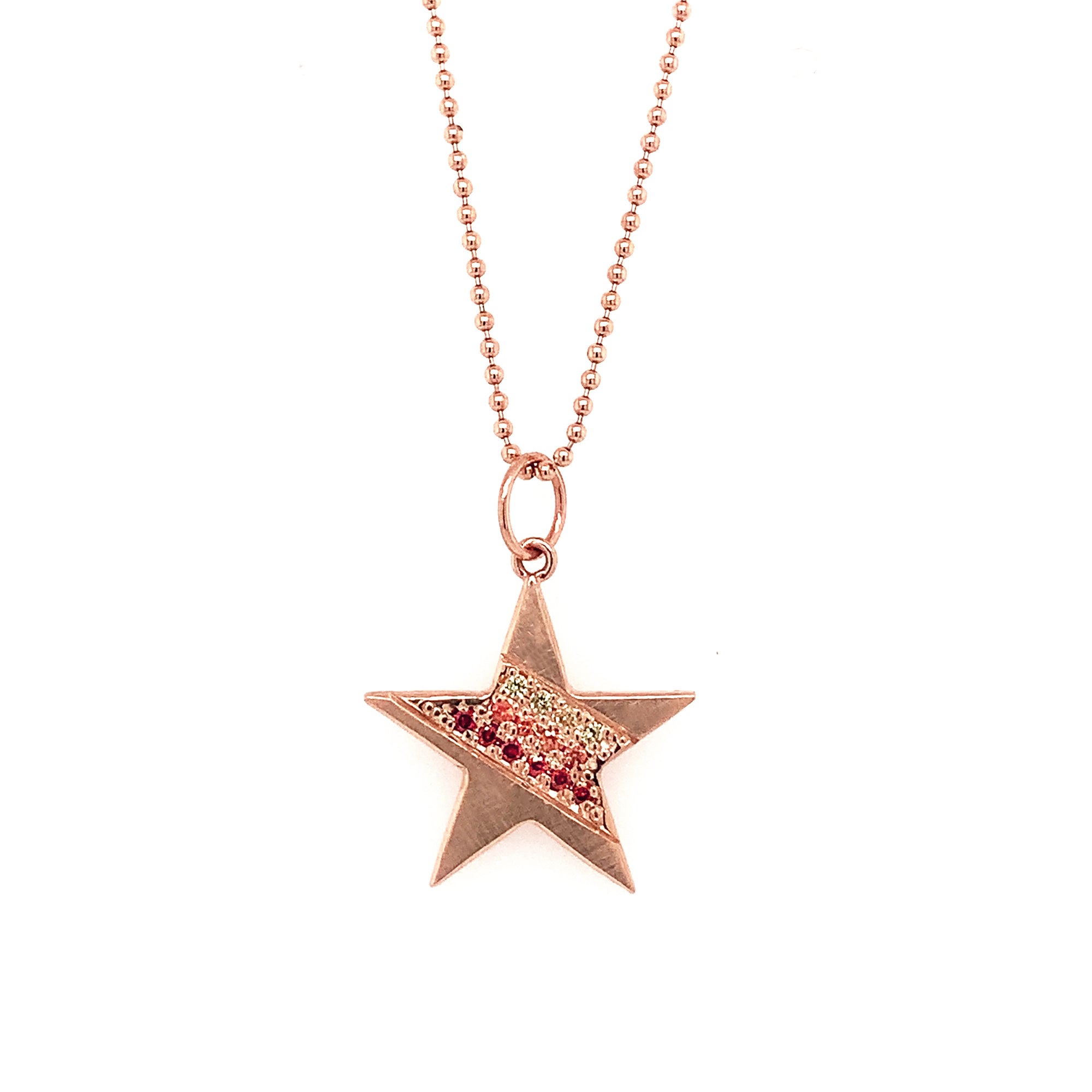 14k rose gold HAWK star charm with sapphires