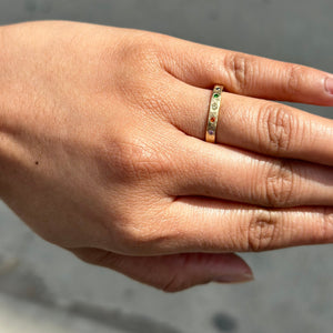 RAYA 14k Yellow Gold Rainbow Sapphire Hammered Ring Size 6.5