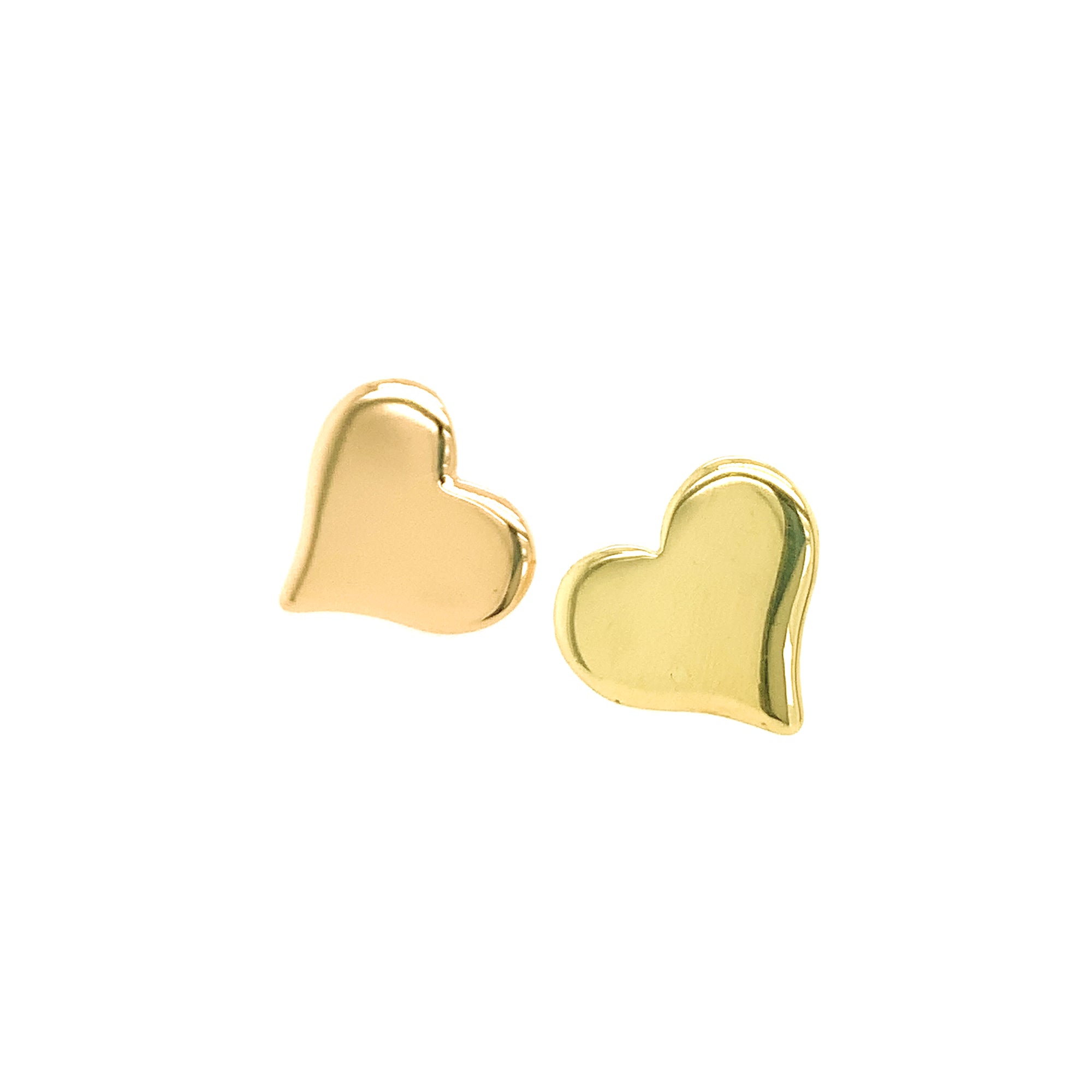 14k gold LAMO heart post earrings two tone gold