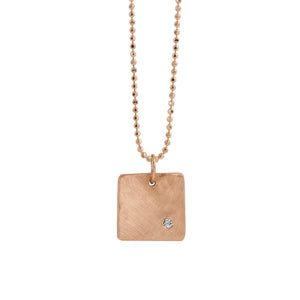 14k rose gold baby MORA square charm with one diamond