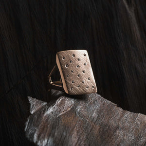 14k gold No.1 Block ring with scattered diamonds in lookbook image