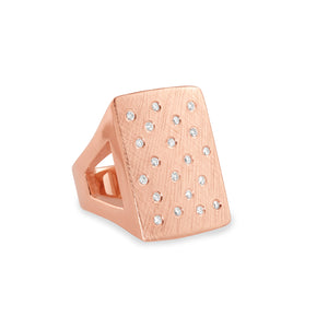 14k rose gold No.1 Block Ring with scattered diamonds
