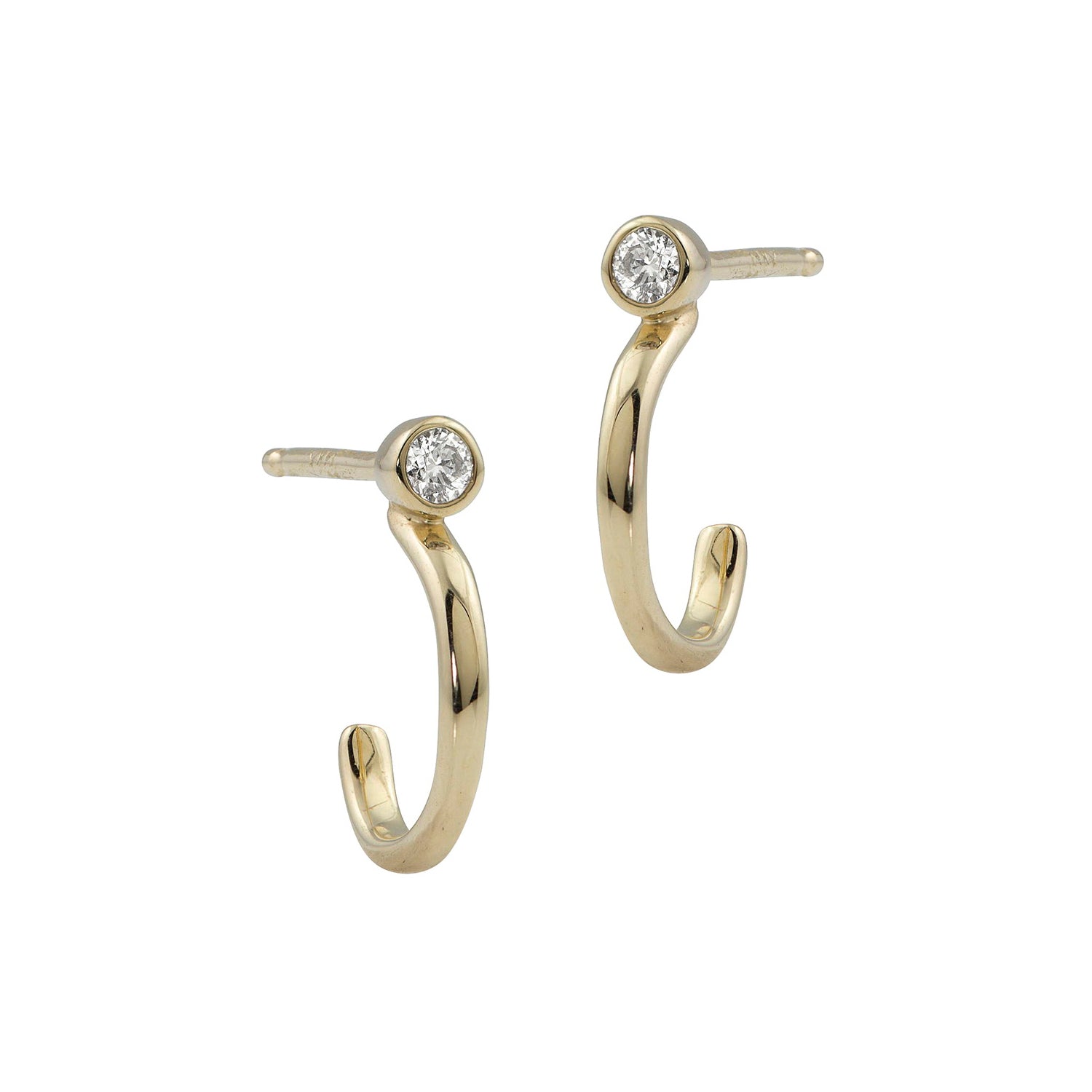 14k yellow gold OADA diamond post earrings