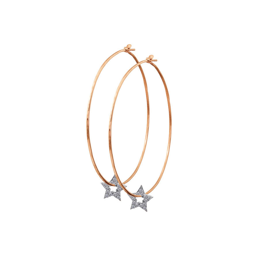 14k rose gold ORMS hoops with diamond STAR charms