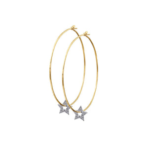 14k yellow gold ORMS hoops with diamond STAR charms