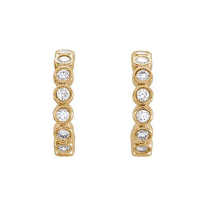 14k yellow gold PAVI bezel set diamond hoop earrings