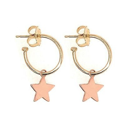 14k gold OLAH hoop earrings with star charms